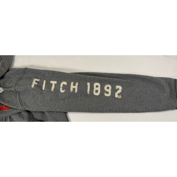 Abercrombie Fitch Muscle Hoodie Women Medium Gray Embroidered Full Zip Spell Out - Picture 12 of 12